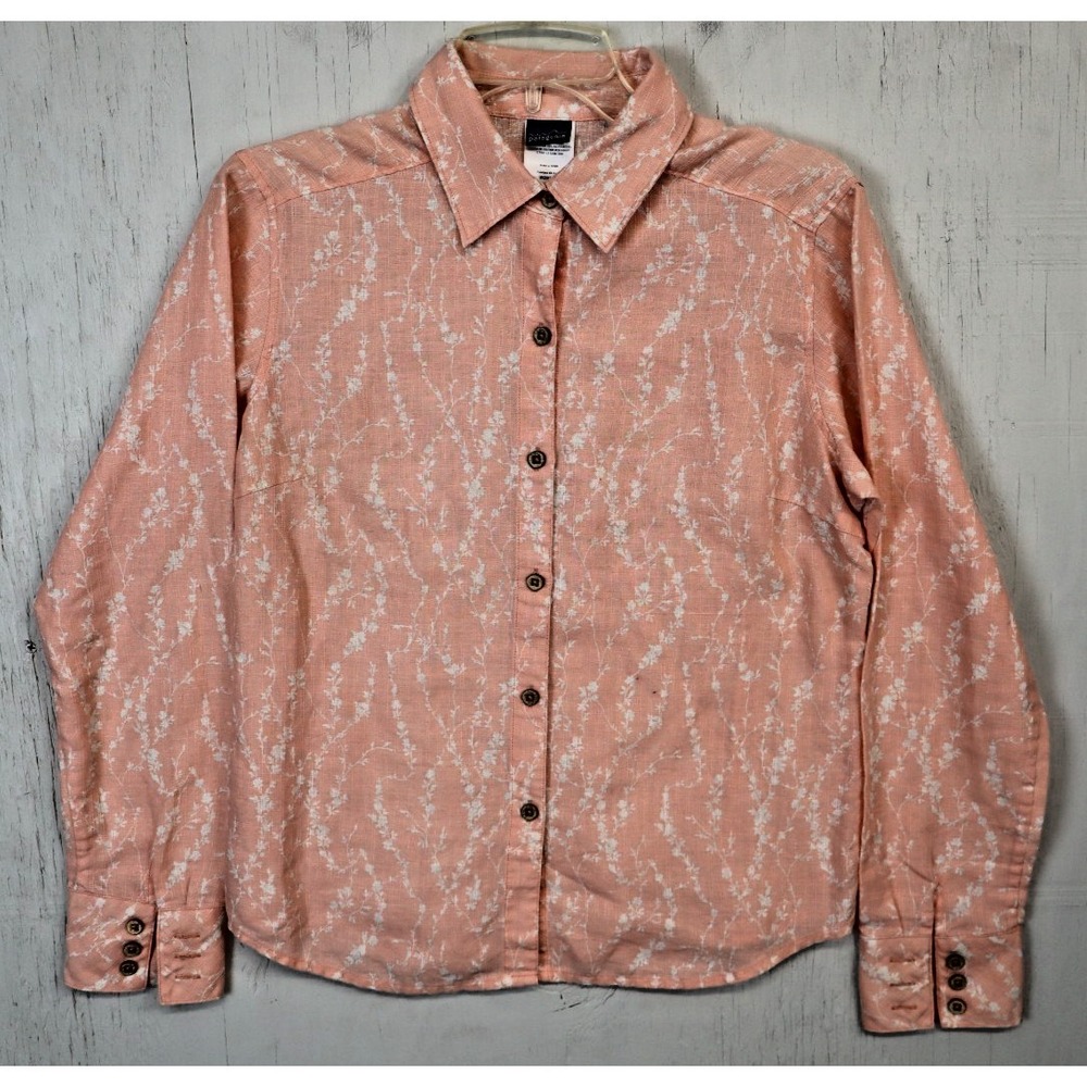 Patagonia Hemp Shirt Long Sleeve Floral Cotton Flannel Womens Size 8 Button Up